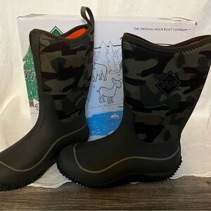 Muck boys boots, brand new in box.  Camo boots never worn. Size 3